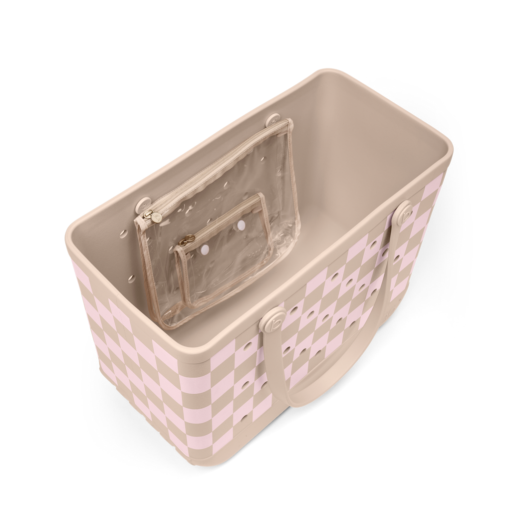 Original Bogg Bag - Checkered Linen/ Pink Marshmallow - Your Market Bag