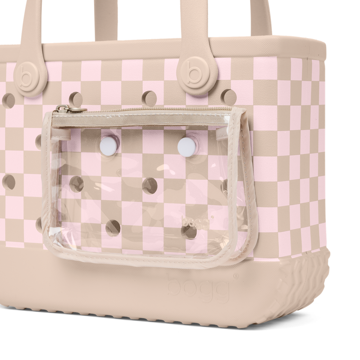 Bitty Bogg Bag - Checkered Linen/ Pink Marshmallow - Everyday Bag Favorite