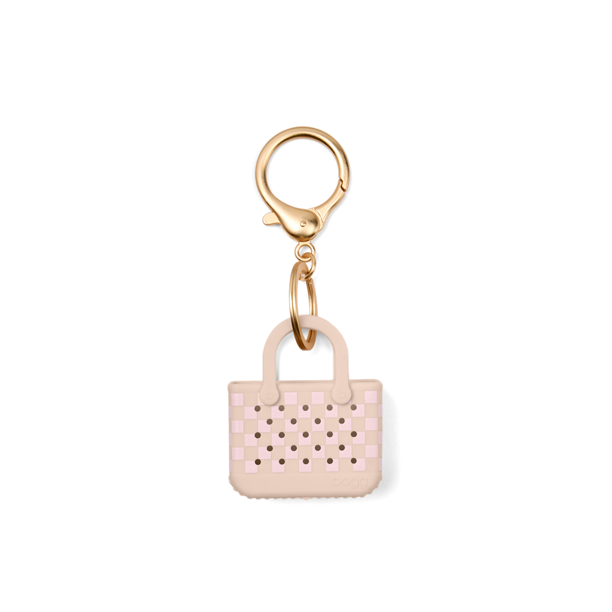 Tiny Tote Keychain - Checkered Linen/ Pink Marshmallow - For Gym Days