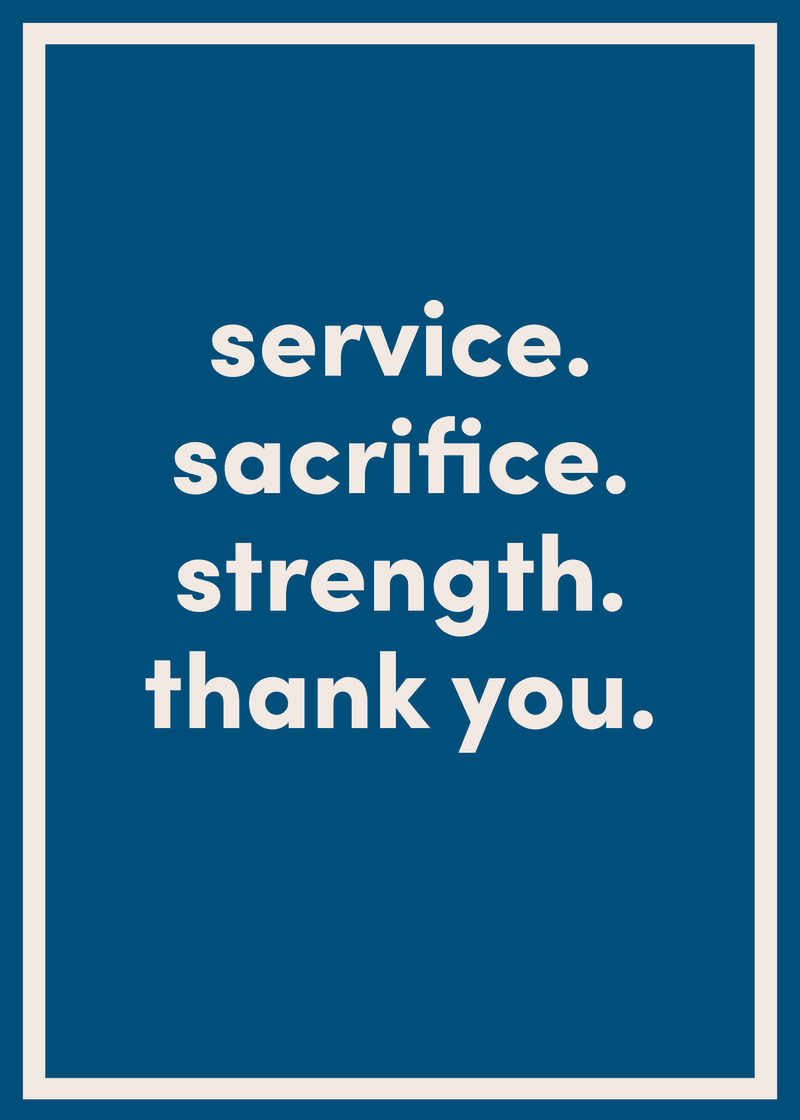 Thank You For Your Sacrifice Greeting Card - Weekend Bag Choice