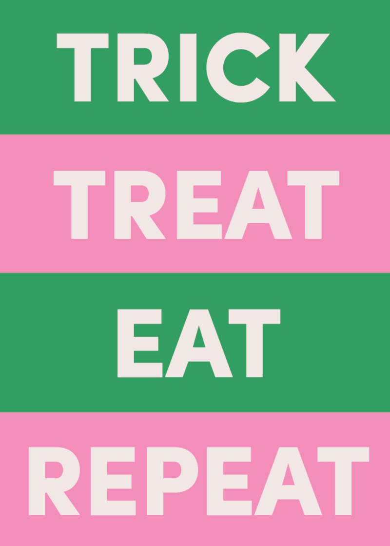 Trick Treat Eat Repeat Greeting Card - Pool Tote Energy