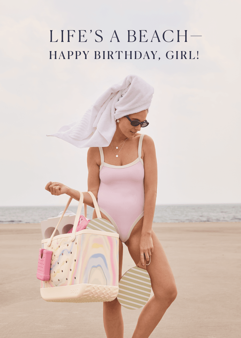 Happy Birthday Beach Greeting Card - Pack for Outdoor Days