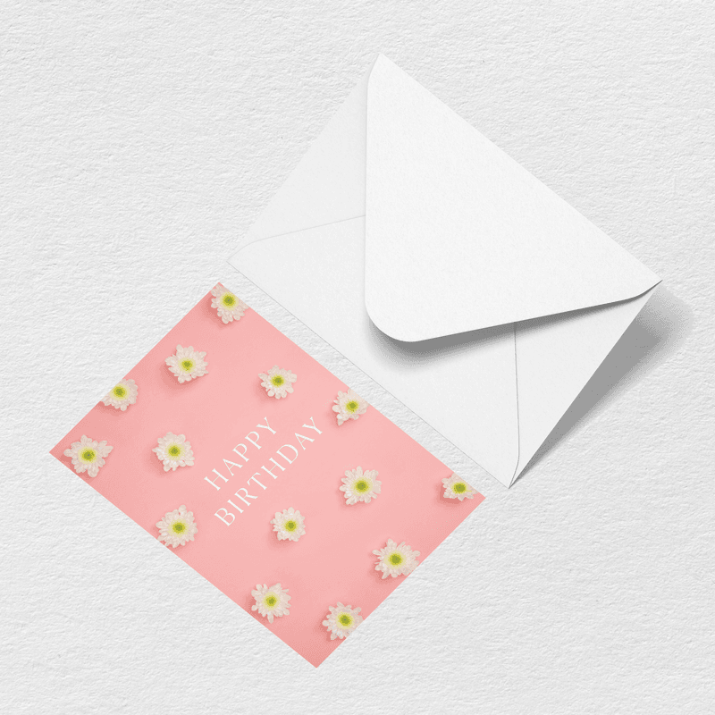 Happy Birthday Flowers Greeting Card - Your Color Bag